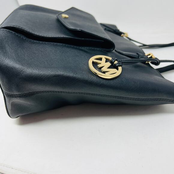 Michael Kors Small Tote Bag Black Gold Buckle Casual - Picture 6 of 11